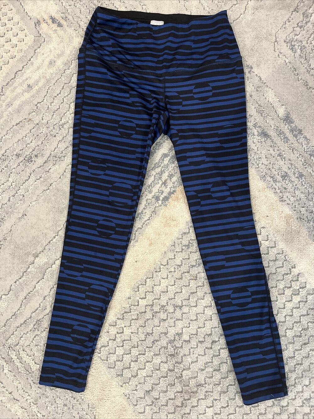 Zenergy By Chicos Womens Blue Black Abstract Print Block Leggings Size 0 E27